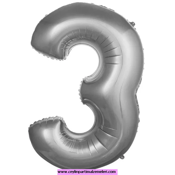 3 Rakam Gümüş Folyo Balon 